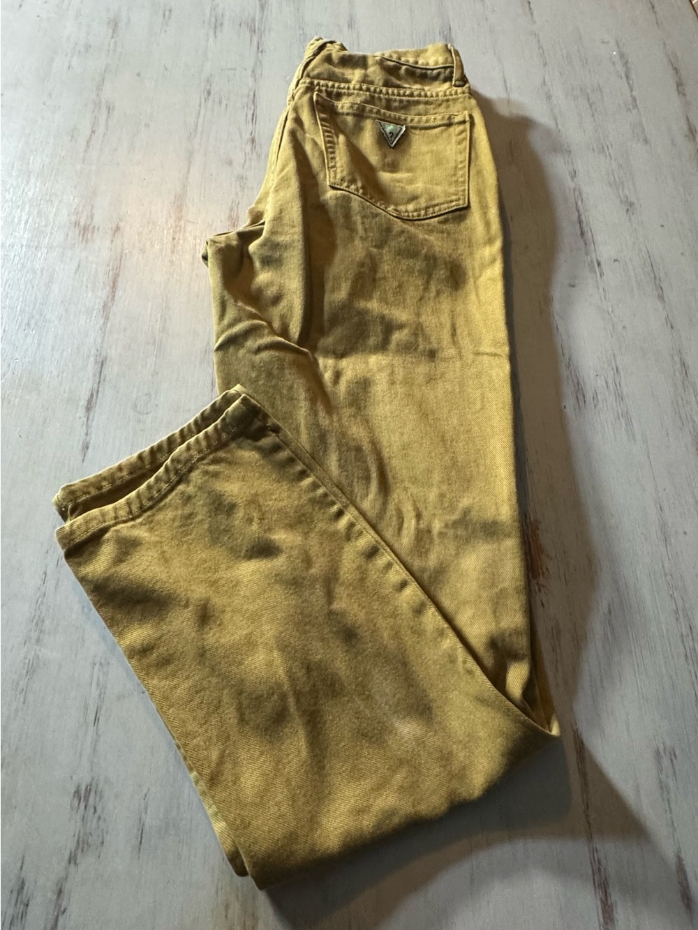 Vintage 90s Guess Jeans 30x32 (26x31) Mustard Yellow Denim Made USA Grunge